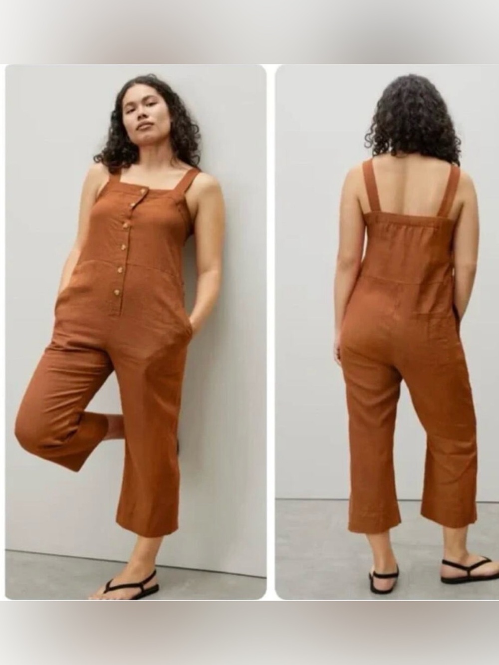 Everlane Rust Women's Linen Jumpsuit 12
